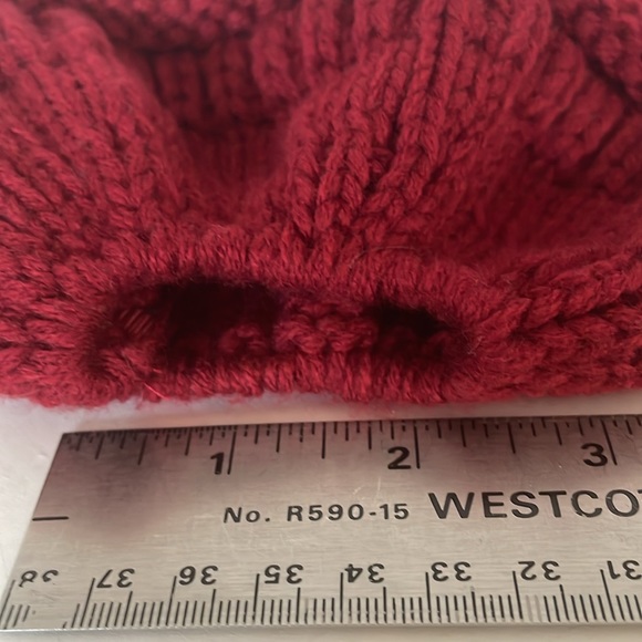 C.C. Exclusives Dark Red Maroon Color Knit Beanie with Ponytail Opening - Picture 10 of 11